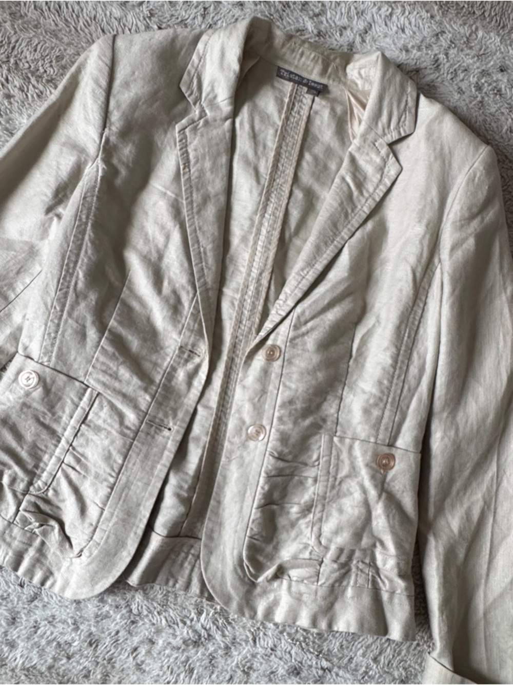 Tristan & ISEUT Cream Linen Blend Blazer